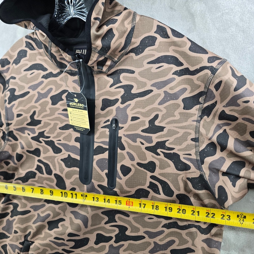 Burlebo Duke Tech Hoodie Mens Large Brown Camo Hunting Fleece DWR Mid Layer - Picture 5 of 7
